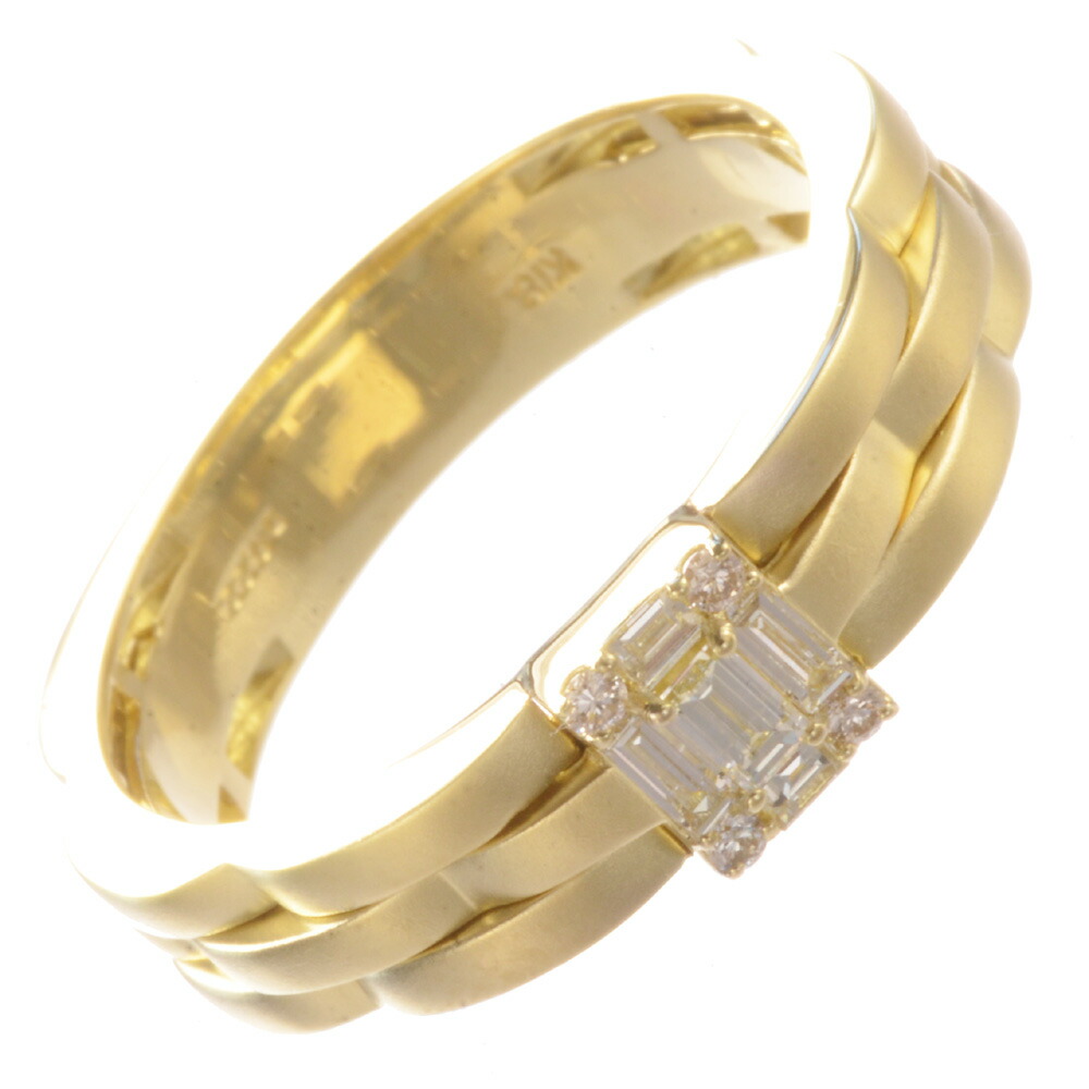 【マラソン期間限定★10%OFFクーポン】指輪 メンズリング K18 18K 18金 バゲットカット ダイヤモンド イエローゴールド ユニセックス ジェンダーレスジュエリー 艶消し シンプル 日本製 刻印入り 鑑別書付き【人気アイテム】 30代 40代 50代 【動画あり】