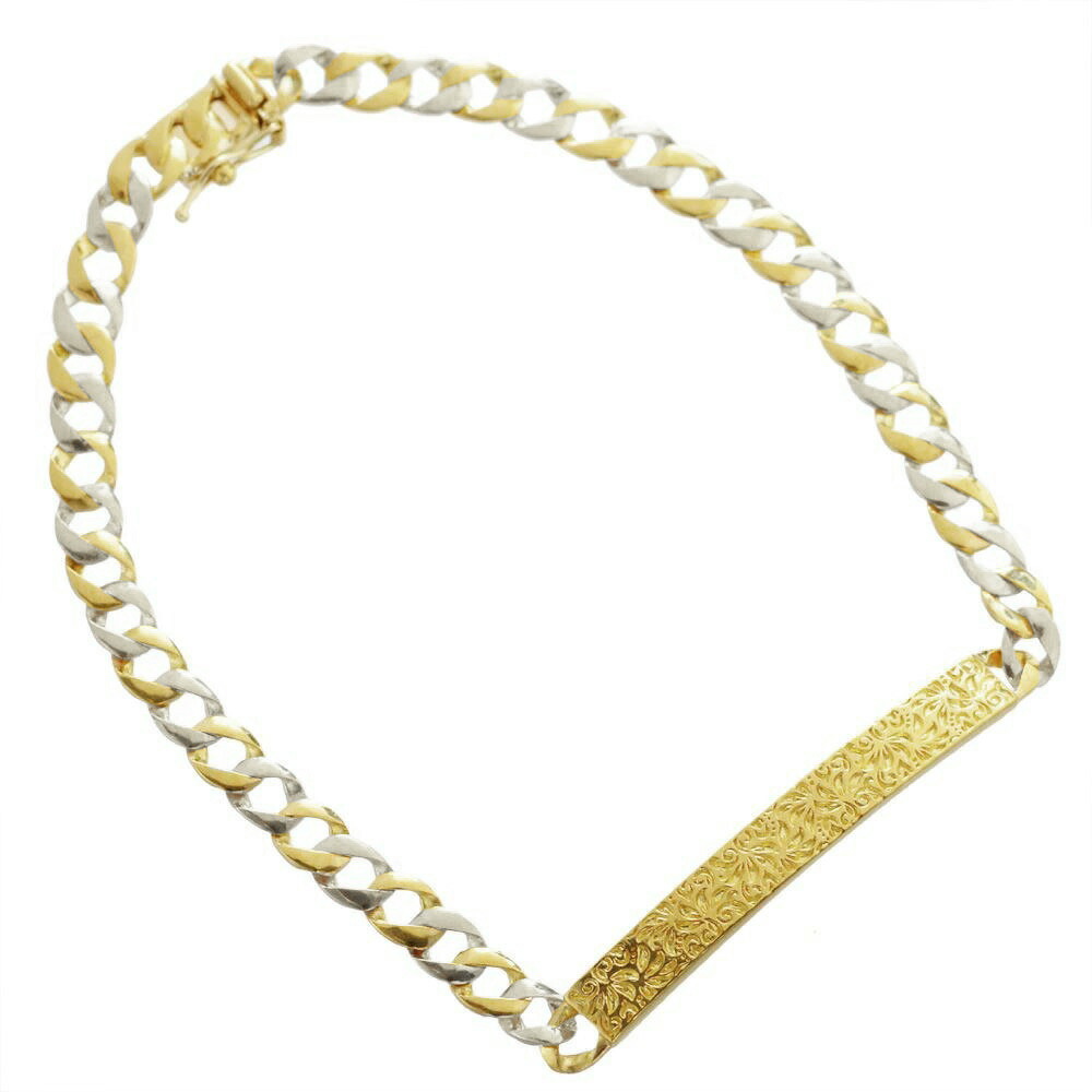 【マラソン期間限定★10%OFFクーポン】喜平ブレスレット 18金 K18 18K メンズ プラチナ ゴールド コンビ レリーフ柄 プレート 喜平 メンズブレスレット 20cm 日本製 刻印入り 男女兼用 キヘイ 4mm幅 手造り 地金 極上喜平 シンプル プレゼント 【人気アイテム】【slim】
