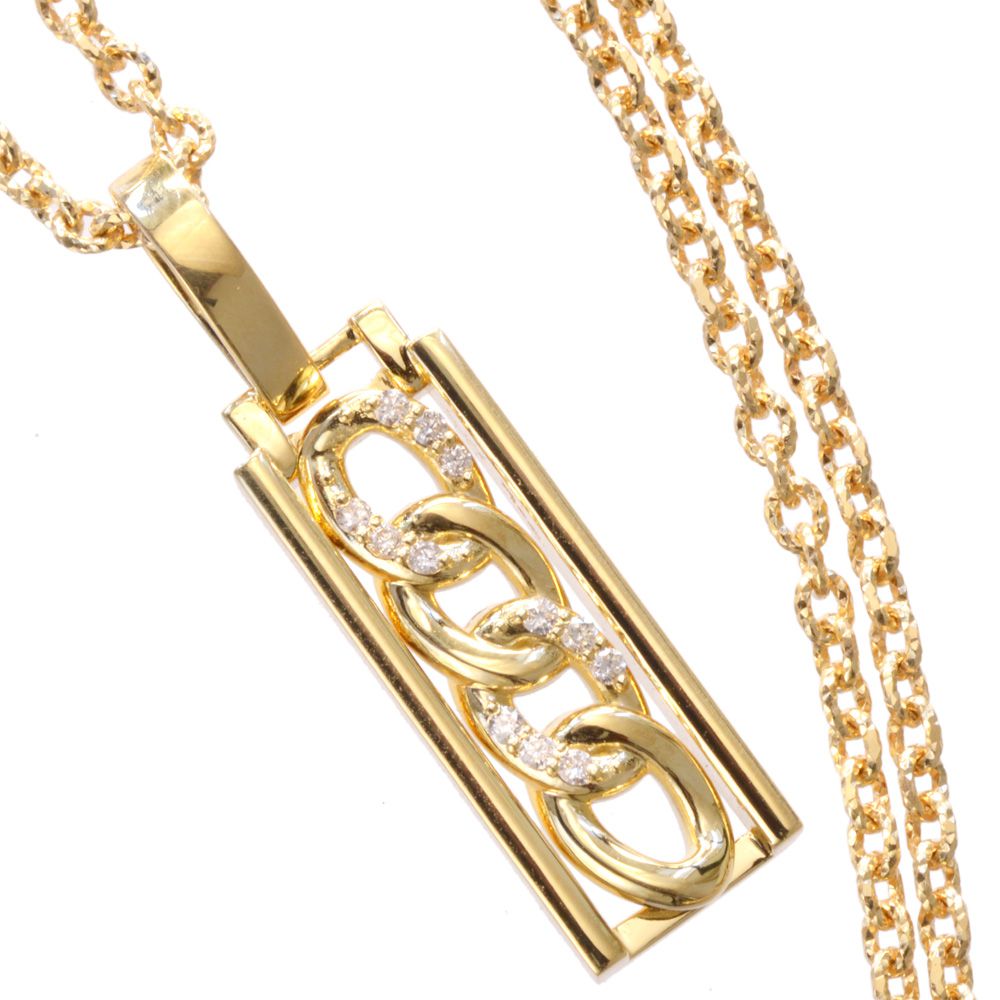 【間もなく終了★10%OFFクーポン】ネックレス メンズ K18 18K 18金 ダイヤモンド 喜平モチーフ ペンダント イエローゴールド テクスチャ アズキチェーン 50cm 日本製 刻印入り 鑑別書付き プレゼント ギフト