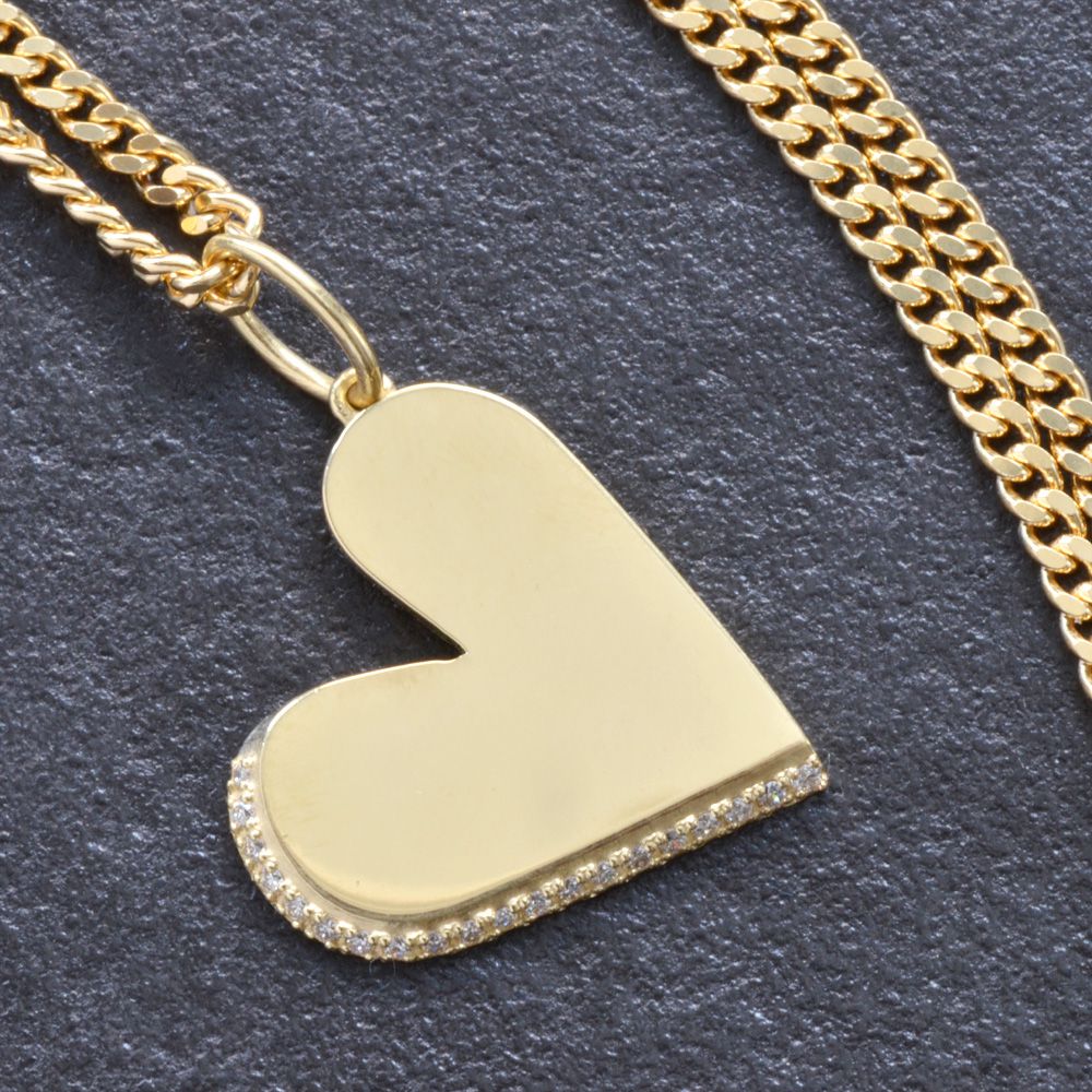 【マラソン期間限定★10%OFFクーポン】ネックレス メンズ K18 18K 18金 ダイヤモンド ハート ペンダント イエローゴールド 徳力 10g 50cm 喜平チェーン 刻印入り 鑑別書付き プレゼント ギフト|アクセサリーマート