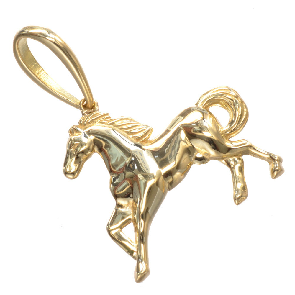【マラソン期間限定★10%OFFクーポン】ペンダントトップ メンズ 18金 K18 18K 馬 ホース ペンダントヘッド ネックレストップ イエローゴールド 地金 男性用 刻印入り シンプル プレゼント ギフト｜アクセサリーマート