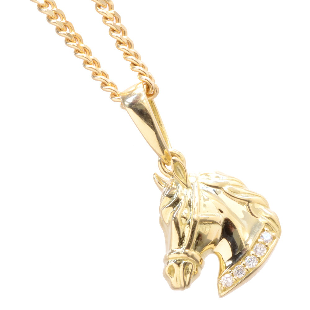 【間もなく終了★10%OFFクーポン】ネックレス メンズ 18金 K18 喜平 ダイヤモンド 馬 ホース ペンダント イエローゴールド 徳力 10g 50cm 喜平チェーン 刻印入り 30代 40代 50代 シンプル プレゼント ギフト 257,400円
