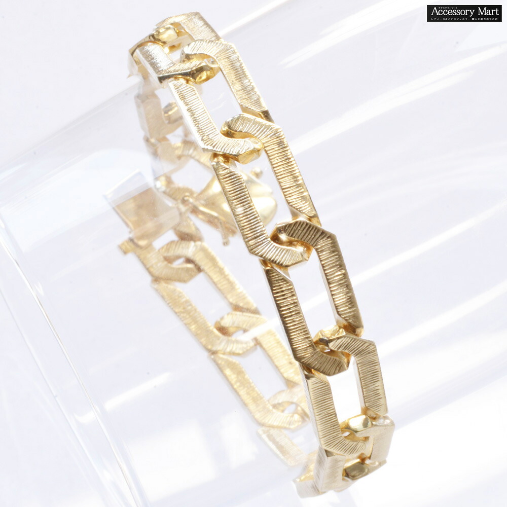 【マラソン期間限定★10%OFFクーポン】ブレスレット メンズ K18 18金 地金 チェーンブレスレット 18K イエローゴールド ヘアライン仕上げ 20cm 幅広 日本製 刻印入り シンプル プレゼント ギフト 【動画あり】｜アクセサリーマート