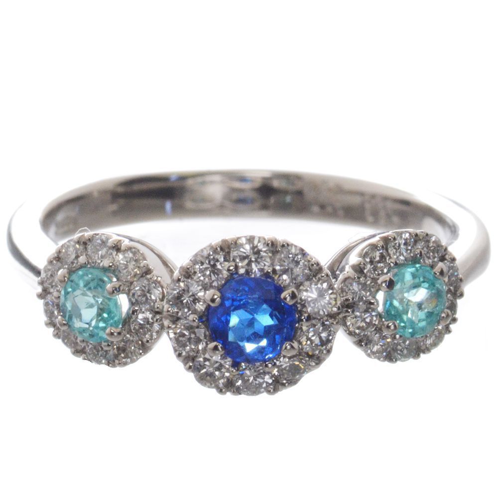 純プラチナリング アウイナイト・パライバトルマリン アウイナイト 0.18ct パライバトルマリン ダイヤモンド プラチナ