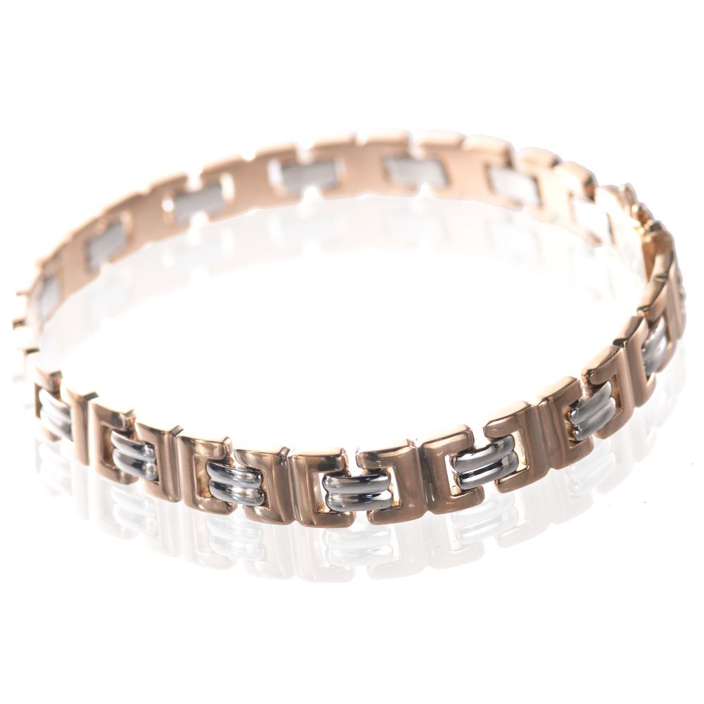 【マラソン期間限定★10%OFFクーポン】ブレスレット メンズ プラチナ 18金 K18 18K 18K ピンクゴールド コンビ メンズブレスレット 幅広 20cm 日本製 刻印入り 男性用 地金 シンプル プレゼント ギフト 【人気アイテム】｜アクセサリーマート