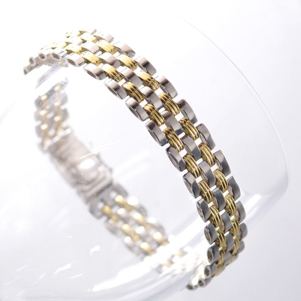 【マラソン期間限定★10%OFFクーポン】ブレスレット メンズ プラチナ 18金 K18 18K 18K ゴールド コンビ 20cm 日本製 刻印入り 男性用 地金 シンプル プレゼント ギフト 【人気アイテム】|アクセサリーマート