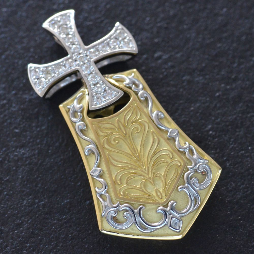 ペンダントトップ　クロス　K18 コンビ 楽天市場】ペンダントトップ メンズ 18金 K18 18K ゴールド