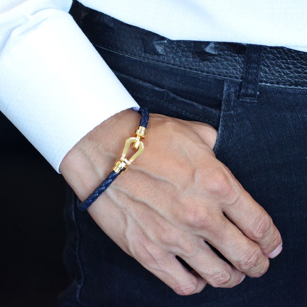 楽天市場 18金 ブレスレット メンズ ゴールド 革紐 K18 18k 日本製 長さ指定作成可能 男性用 地金 アクセサリーマート