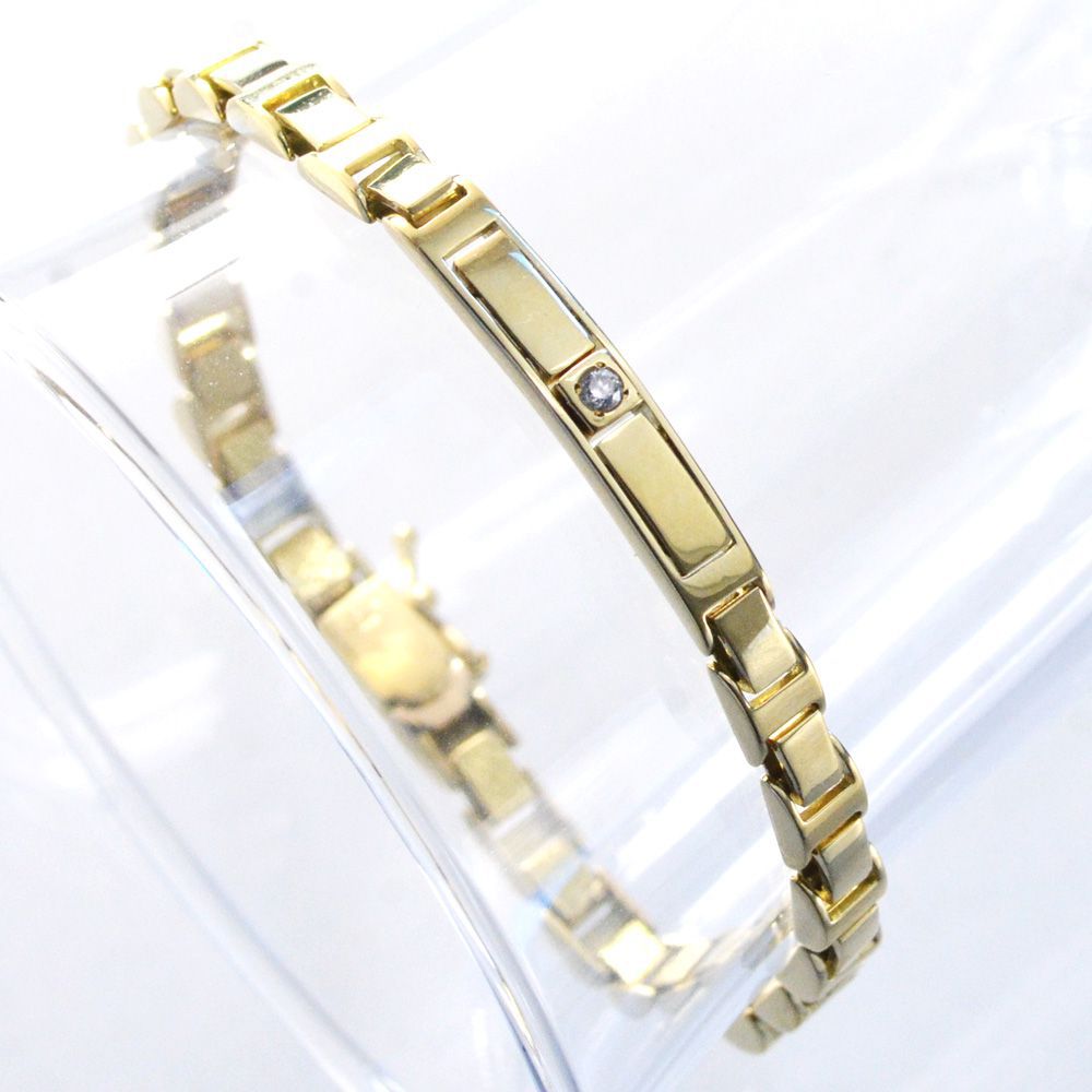 【マラソン期間限定★10%OFFクーポン】ブレスレット メンズ 18金 K18 18K ゴールド プレート メンズブレスレット ダイヤモンド ゴールド 細身 18cm 4mm幅 日本製 刻印入り 鑑別書付き 地金 シンプル プレゼント ギフト 【人気アイテム】|アクセサリーマート