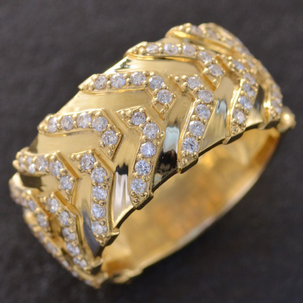 指輪 メンズリング 18金 K18 18k ゴールド ダイヤモンド 幅広 男性用 日本製 刻印入り 鑑別書付き ごつい 太め 大きいサイズ 作製可能 Francophile Dk