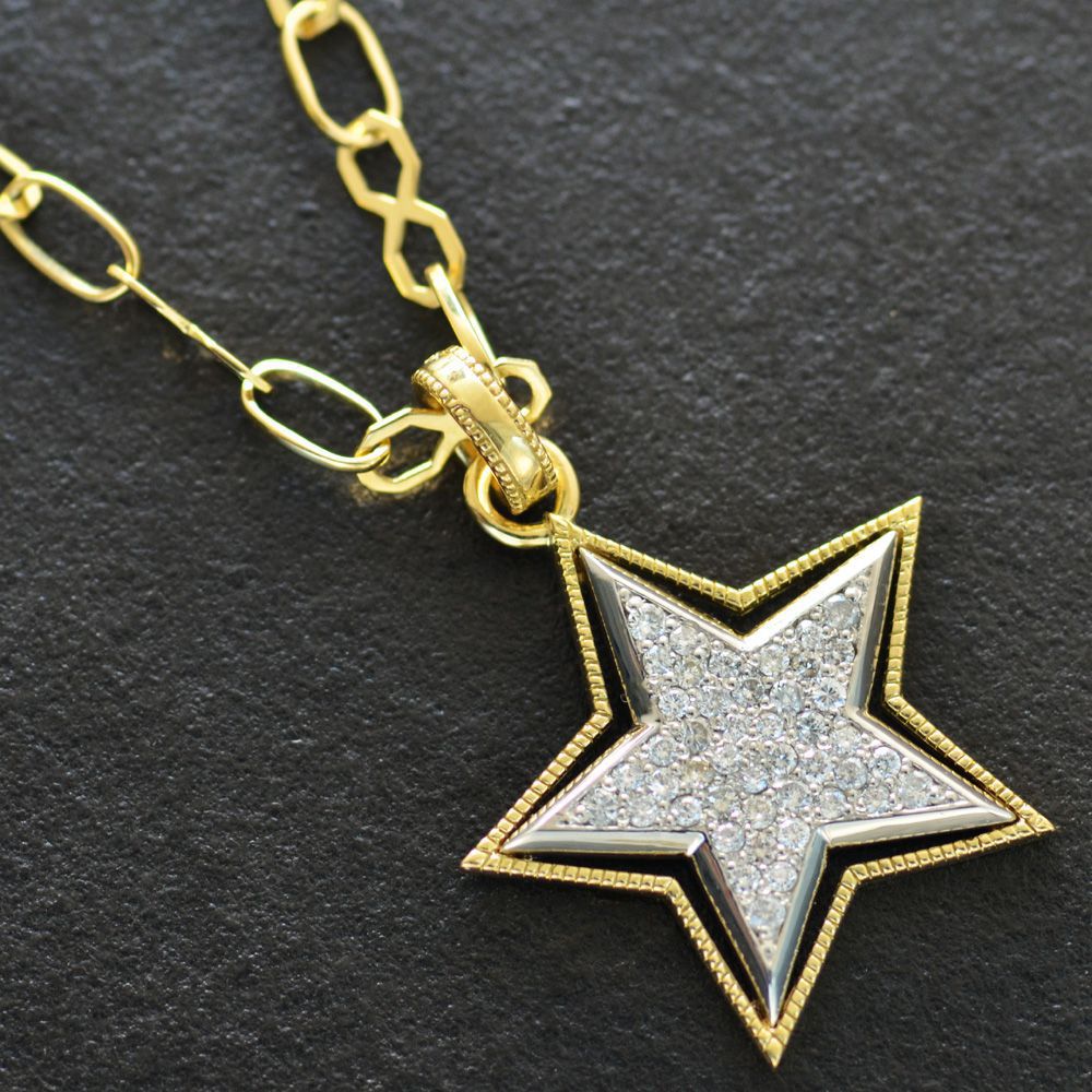 【マラソン期間限定★10%OFFクーポン】ネックレス メンズ K18 メンズネックレス 18金 ゴールド プラチナ Pt900 ダイヤモンド 星 スター ネックレスチェーン ゴールド 日本製 刻印入り 鑑別書付き 大きめ シンプル プレゼント ギフト 【人気アイテム】|アクセサリーマート