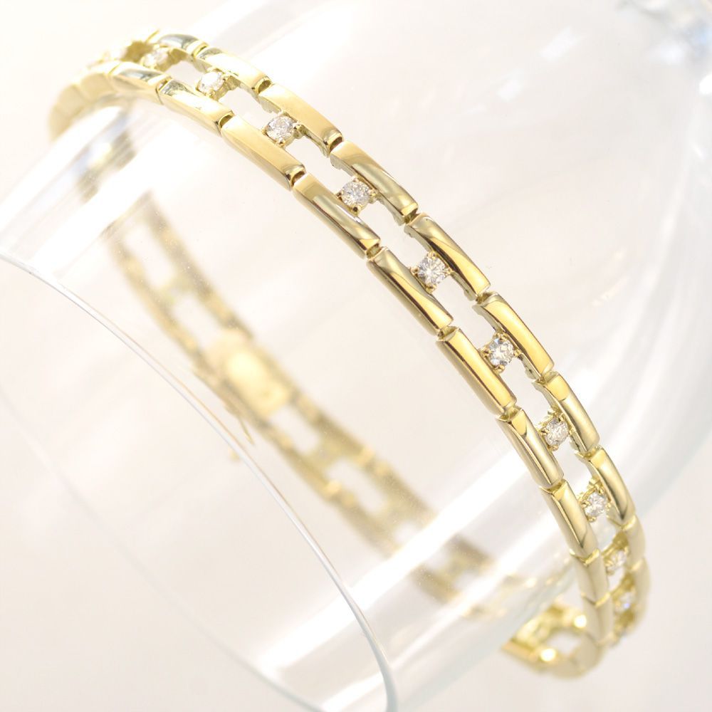 【マラソン期間限定★10%OFFクーポン】ブレスレット メンズ 18金 K18 18K ダイヤモンド メンズブレスレット ゴールド 20cm 日本製 刻印入り 鑑別書付き シンプル プレゼント ギフト|アクセサリーマート