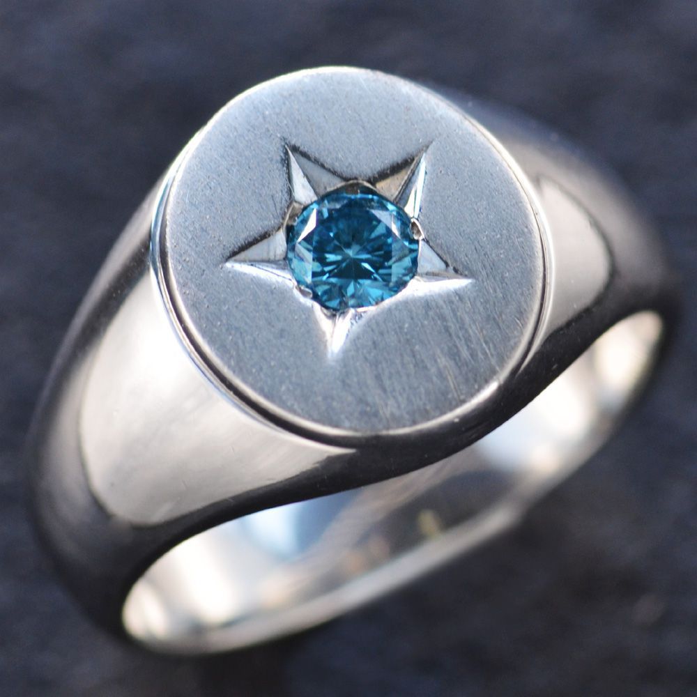 指輪 メンズリング プラチナ 印台 ブルーダイヤモンド メンズ リング 男性 幅広 後光留め Pt950 印台リング 艶消し 日本製 刻印入り ごつい 太め 大きいサイズ 作製可能 Alltherightmovies Com