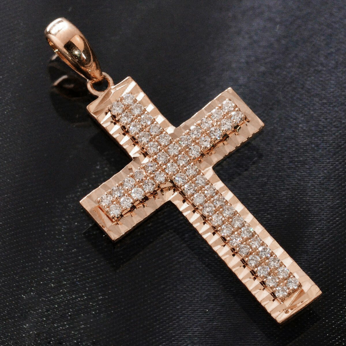 18kダイヤモンドクロスネックレスヘッドのみ クロスダイヤモンドペンダントヘッド – K18WG / K18YG、0.04ct