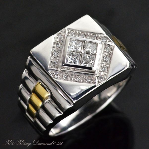 楽天市場】印台リング K18 18K プラチナ コンビ サイコロ スター