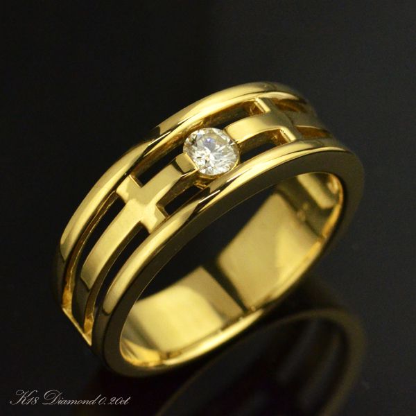 【マラソン期間限定★10%OFFクーポン】指輪 メンズリング 18金 K18 18K ゴールド ダイヤモンド 男性 日本製 刻印入り ごつい 太め シンプル 30代 40代 50代 60代｜アクセサリーマート
