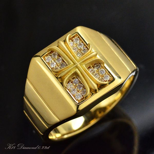 指輪☆K18☆メンズ リング メンズ k18 オニキス 幅広 イエローゴールドk18 指輪 印台 四角