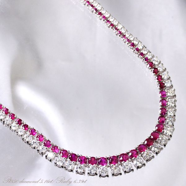 楽天市場】天然ルビー×ダイヤモンド K18ホワイトゴールド テニス