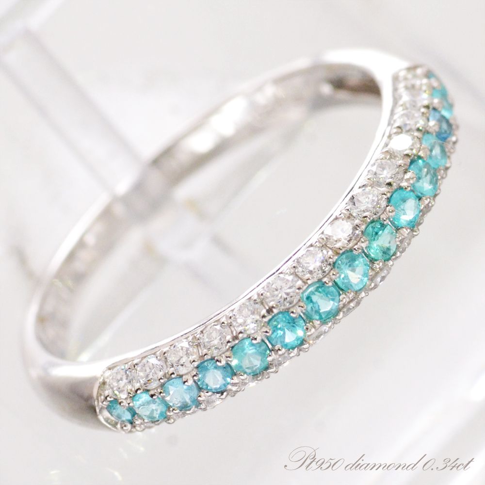 楽天市場】パライバトルマリン・リング・k18・ハーフエタニティ