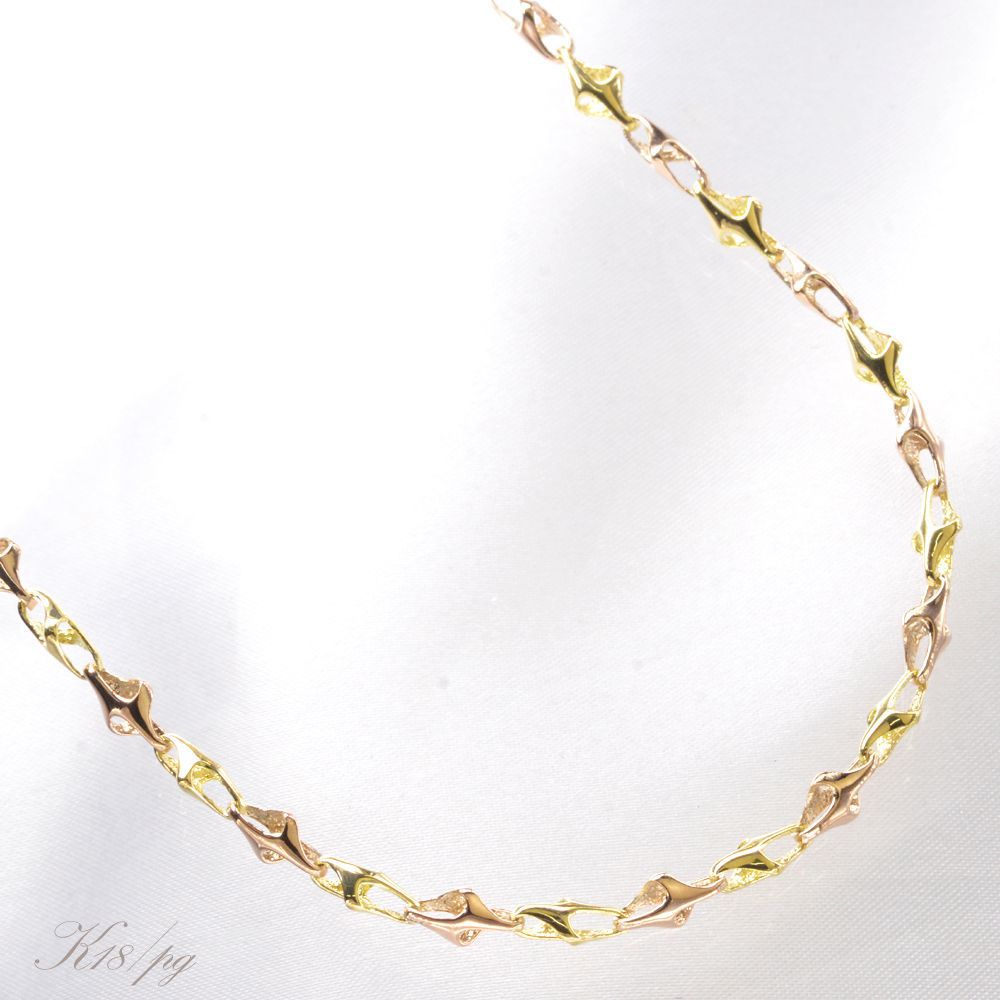 ネックレス チェーン メンズ メンズネックレス シンプル 18金 ネックレス ゴールド ピンクゴールド コンビ K18 18K 地金 日本製 刻印入り メンズ レディース 男女兼用 ユニセックス