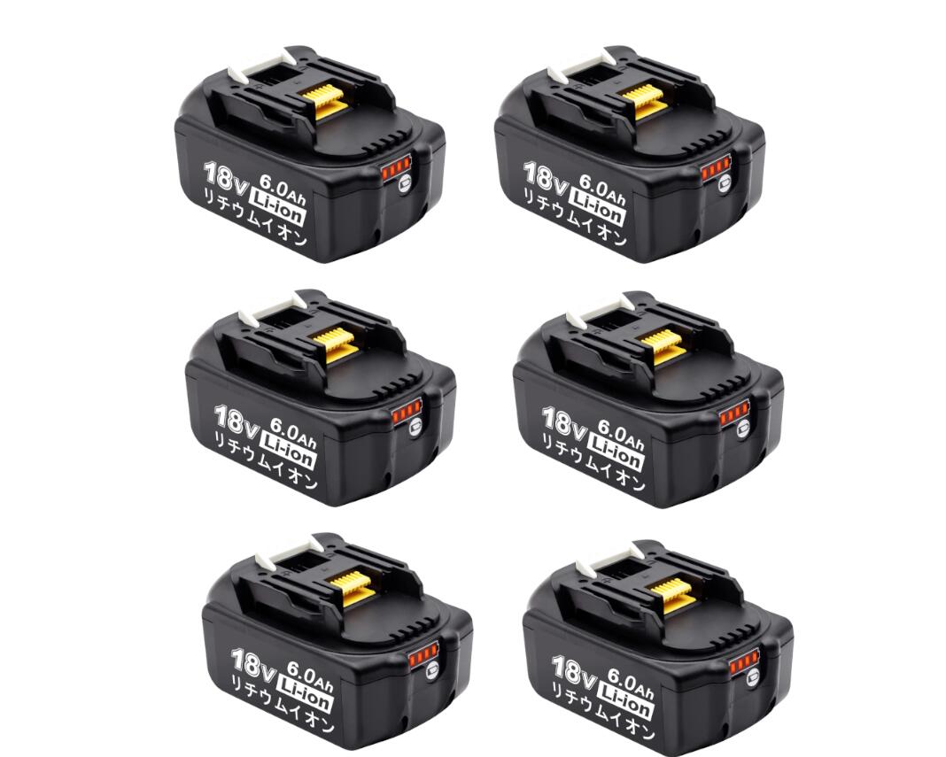 マキタ取り替えっこ蓄電池 18v BL1860b 取り替えっこ蓄電池 18V 6.0Ah 残量見せびらかす付(red) 6個仕掛ける 申し受ける器別売り