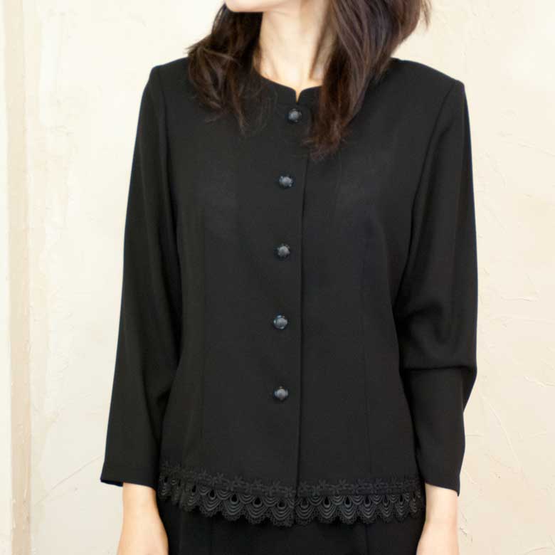 裾レースブラッククフオーマル喪服バッグセットブラウス日本製単品