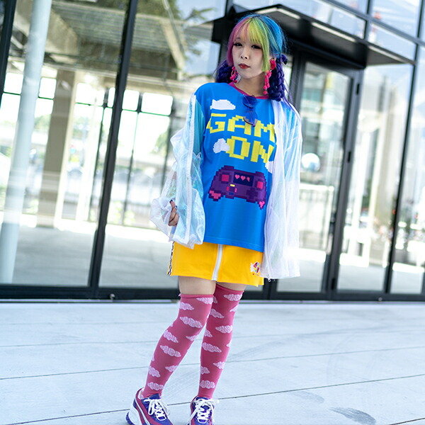 楽天市場 Pixel Gamer Tシャツ カットソー 原宿 原宿系 ファッション レディース 半袖 大きいサイズ ファンシー サブカル 服 派手 カワ 個性的 ゲーム ドット ピクセル イラスト 可愛い プリント ダンス 衣装 ポップ ブルー Acdc Rag メール便可 Acdc Rag 原宿竹下通り店