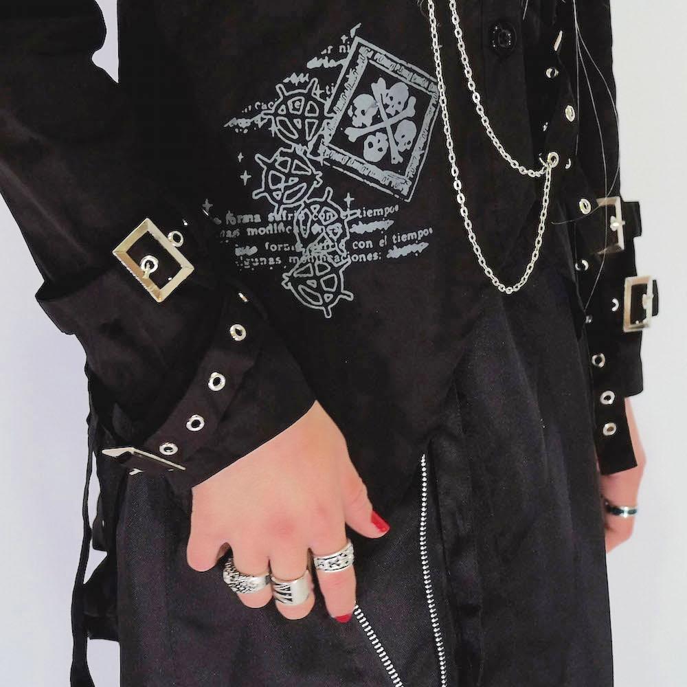 【楽天市場】980シャツ | パンク ロック ファッション V系 原宿 原宿系 長袖 シャツ トップス レディース スカル 個性的 退廃的