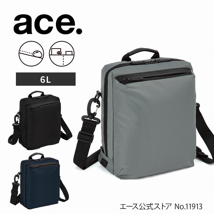 【 エース公式 】 ace. メトレクス メンズ ショルダーバッグ 斜め掛け 肩掛け タテ型 ショルダー 手持ち バッグ 軽量 撥水 2WAYショルダー 多機能 お出かけ 普段使い ブランド かっこいい ブラック 全3色 6L 19113