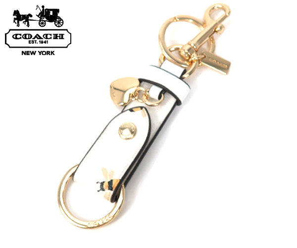COACH 49314 Trigger Snap Bag Charm Signature Canvas Key Ring Khaki at   Men's Clothing store