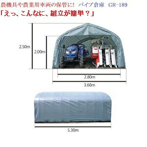 （南栄工業）パイプ倉庫 GR-189 【5.9坪】【会社等と福山通運の営業所止めに配達です。個人宅へは配達はできません。】【送料無料】【南栄工業パイプ倉庫本体 ナンエイ　倉庫　物置　ガレージ　車庫】｜ホームセンターエース