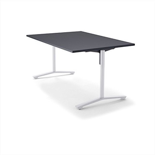 【組立無料】 コクヨ ミーティングテーブル DAYS OFFICE flip top XY-TFT159SCSAAMCB 幅150&times;奥行90cm 天板グレインドブラック/脚ホワイト｜オフィス家具専門　エースストア
