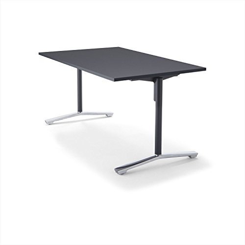 【組立無料】 コクヨ ミーティングテーブル DAYS OFFICE flip top XY-TFT158SCPMCB 幅150&times;奥行80cm 天板グレインドブラック/脚ポリッシュ｜オフィス家具専門　エースストア