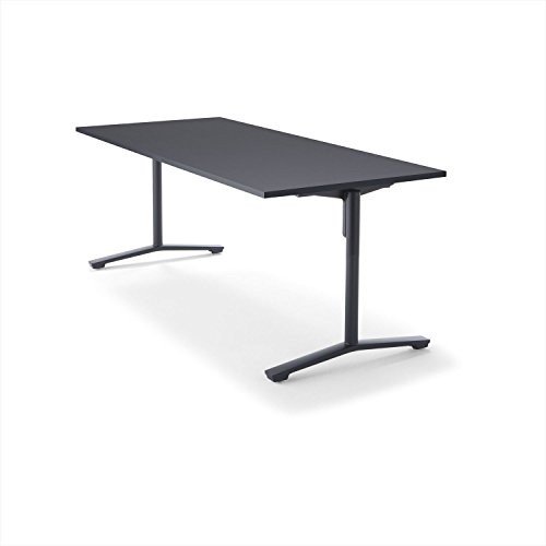【組立無料】 コクヨ ミーティングテーブル DAYS OFFICE flip top XY-TFT188SCE6AMCB 幅180&times;奥行80cm 天板グレインドブラック/脚ブラック｜オフィス家具専門　エースストア 100,902円