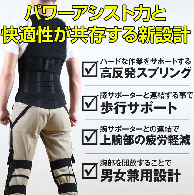 楽天市場 作業アシストウェア ワーキングパワースーツ Working Power Suit Kitora キトラ 男女兼用 ベスト 上部のみ単品 腰痛軽減 腰痛対策 作業補助 中腰作業アシスト 腰サポート メッシュ素材 ブラック エース工具