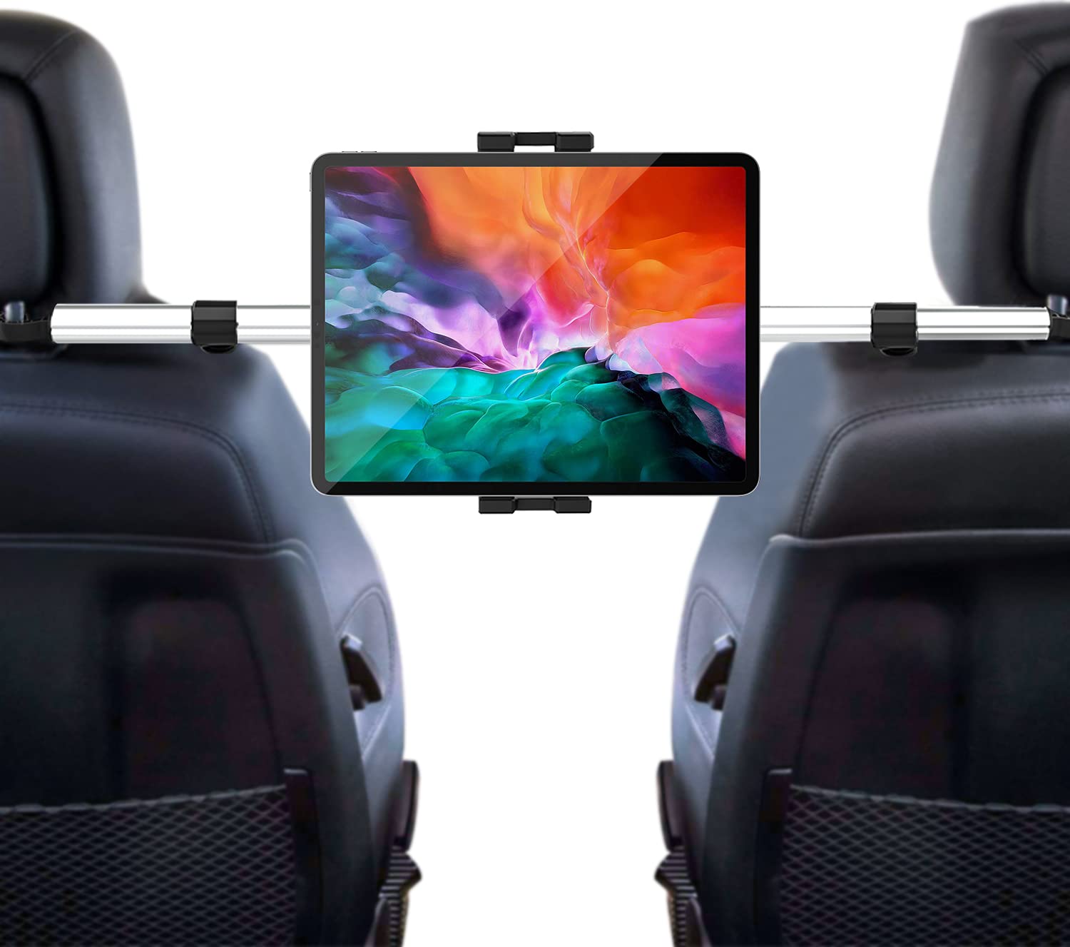 タブレット ヘッドレスト車載ホルダー 後部座席取付 安定性 防振でき 360度調節可 伸縮可 真ん中固定 タブレット スマホ スタンド  対応機種4-12.9インチデバイス iPad Pro 11 10.5 9.7 Air Mini iPhone 12 12  Pro 11