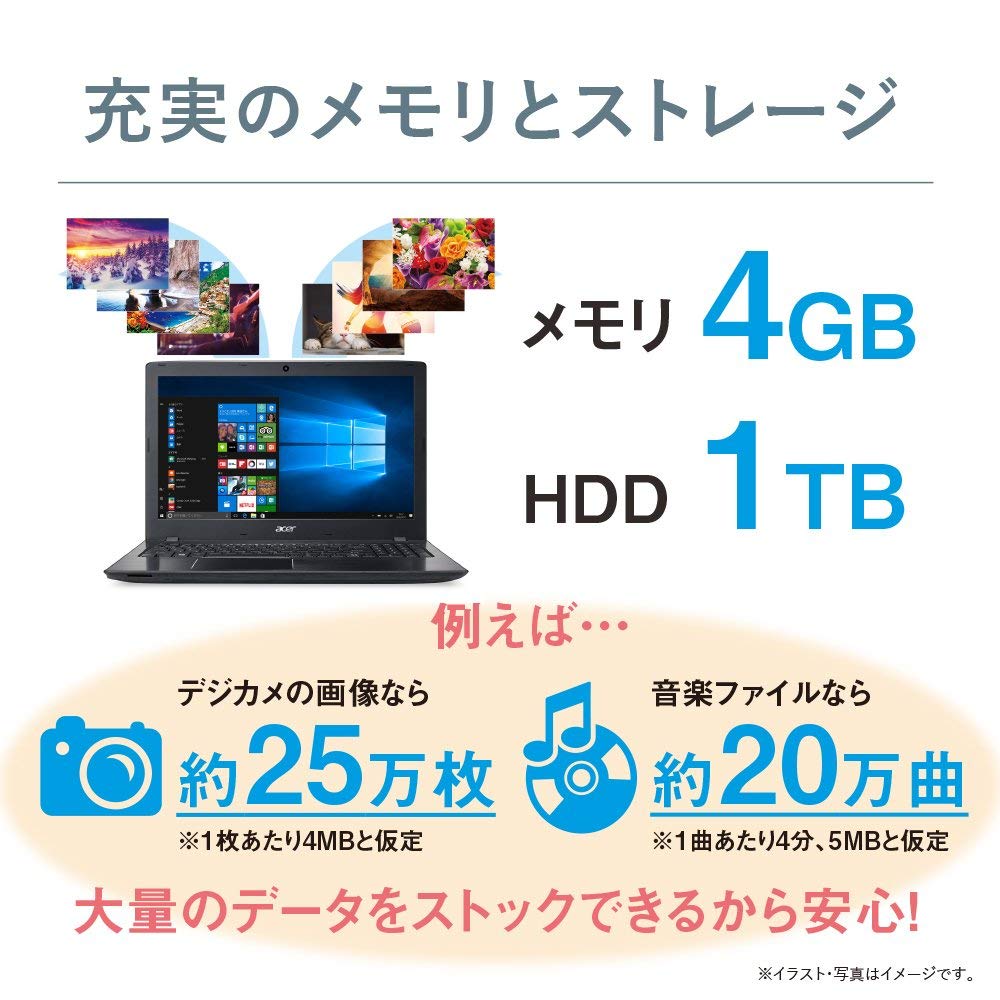 楽天市場 エントリーでポイント最大25倍 3 11 木 1 59まで Core I3 1tb Hdd 4gbでこの価格 Wps Office付き Core I3 7500u 1tb Hdd 4gb ノートパソコン 新品 15 6インチ Windows10 Acer エイサー Aspire E5 ブラック E5 576 N34g K Acer Direct 楽天市場店
