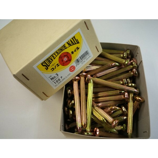 コノエネイル No.3 (100本入) L\u003d80mm 30g アスファルト用 【測量鋲 釘 測量ポイント 標示 土地家屋調査】