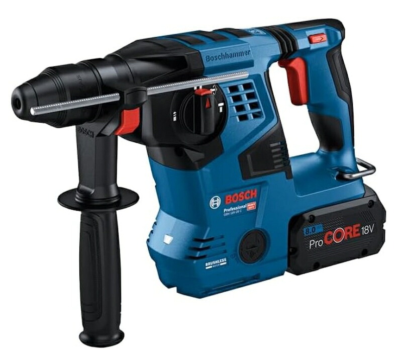 BOSCH ボッシュ コードレスハンマードリル GBH18V-28C 8.0Ahバッテリー2個・充電器・キャリングケース ビット4.3ｘ110・粉じんスポイド付