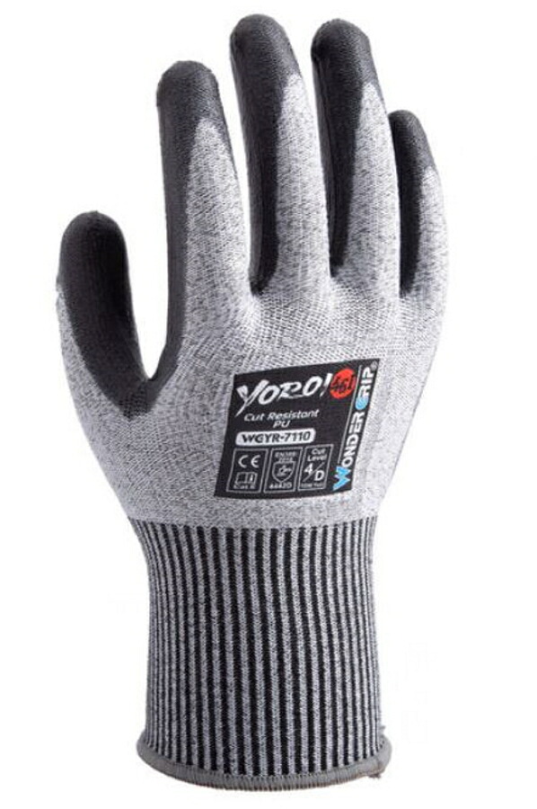 まとめ買い（10双）ユニワールド ワンダーグリップ 耐切創YOROI461 黒ウレタン WGYR7110 建設 工事 作業用 工場