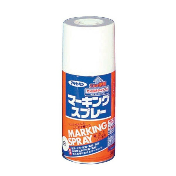 アサヒペン マーキングスプレー 白 300ml （6本入） [測量 土木 スプレーシート マーキングプレート]