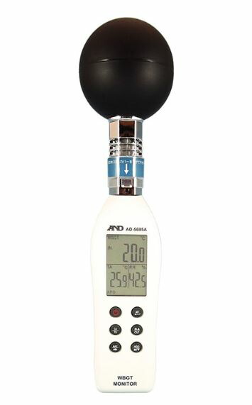 熱中症指数モニター AD-5695A (黒球タイプ) カメラ三脚使用可 熱中症予防 猛暑対策 温度計 湿度計 熱中症対策グッズ 建設 工場 現場