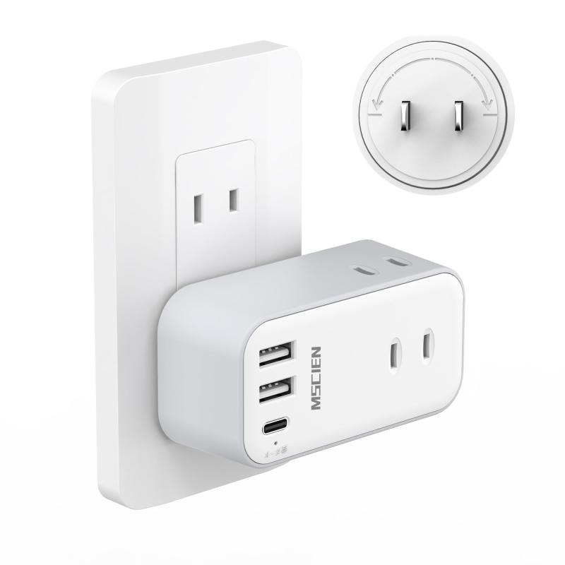 usb コンセント タップ 回転 電源タップ usb付き 3個AC口 3つUSBポート蛸足コンセント たこあしコンセント マルチタップ 雷ガード 分岐 コンセント 小型軽量画像