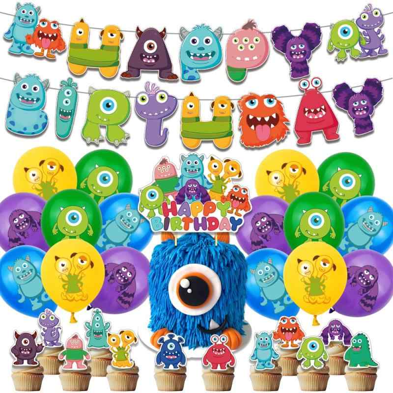 モンスターズ・ユニバーシティ　誕生日　飾り付け　パーティー　セット　モンスターズ・インク　アニメ　キャラクター　可愛い　子供　男の子　女の子　写真　ガーランド　happy birthday画像
