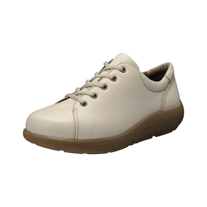 ウォーキングシューズ 心地好いシューズ スニーカー レディース 牛皮3Eジッパー付き添い人シューズ 本革なめし革 アキレスソルボ ACHILLES SORBO  アキレス・ソルボC 527 象牙色