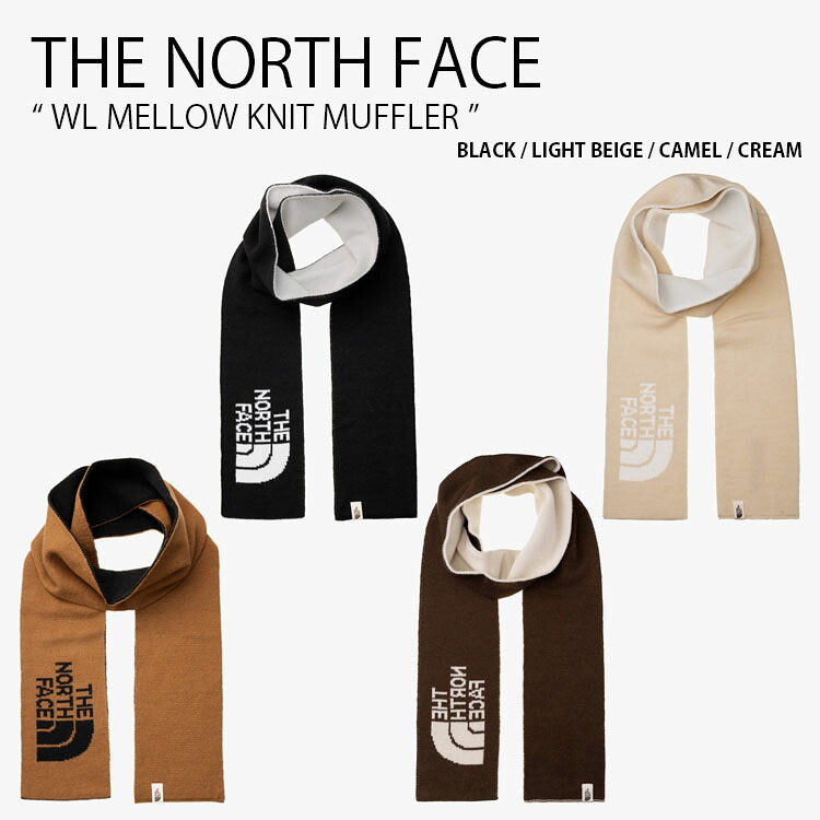 THE NORTH FACE ノースフェイス マフラー WL MELLOW KNIT MUFFLER ホワイトレーベル メロウ ニット マフラー ロゴ カジュアル ストリート 防寒 ブラック ベージュ ブラウン アイボリー メンズ レディース 男性用 女性用 男女共用 NA5IQ52J/K/L/M【中古】未使用品