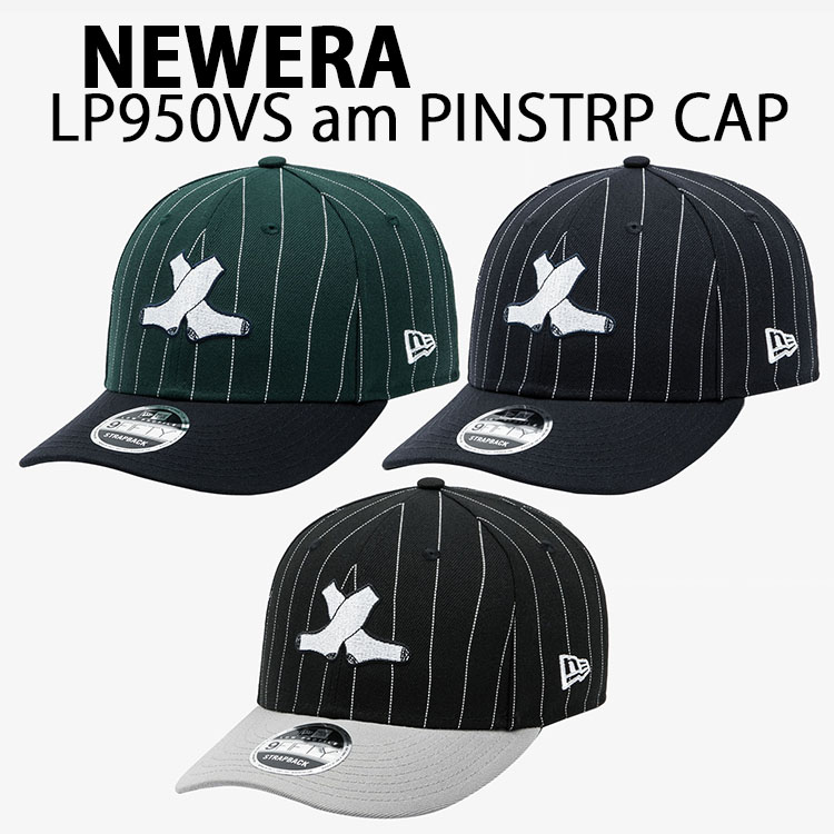 NEWERA ニューエラ キャップ ロープロ LP950VS am PINSTRP CHIWHICO ARIHARA MIYUKI CAP コラボ 在原みゆ紀 ストライプデザイン フリーサイズ 帽子 マジックテープ スナップバッグ ブラック ネイビー グリーン 14457301/2/3