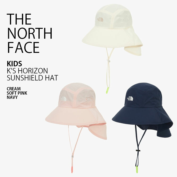 THE NORTH FACE ノースフェイス キッズ バケットハット KIDS K'S HORIZON SUNSHIELD HAT ホライズン サンシールド ハット 帽子 バケハ あごひも付き ロゴ カジュアル ストリート 屋外活動 アイボリー ピンク ネイビー 男の子 女の子 子供用 NE3HR03R/S/T【中古】未使用品