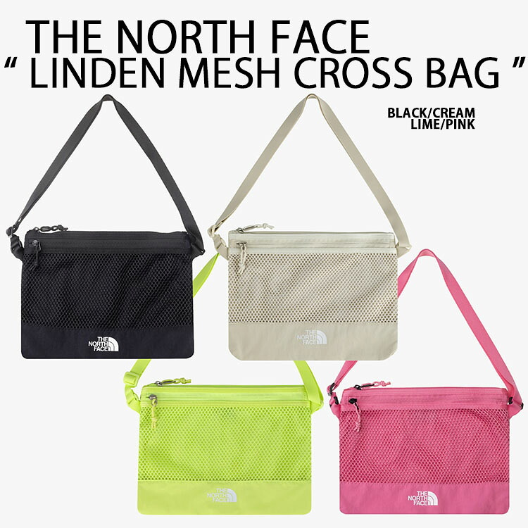 THE NORTH FACE ノースフェイス クロスバッグ ショルダーバッグ LINDEN MESH CROSS BAG サブバッグ サコッシュ メッシュバッグ CREAM BLACK PINK LIME ナイロンバッグ メッシュポケット NN2PR15J/K/L/M【中古】未使用品｜セレクトショップ a-clo