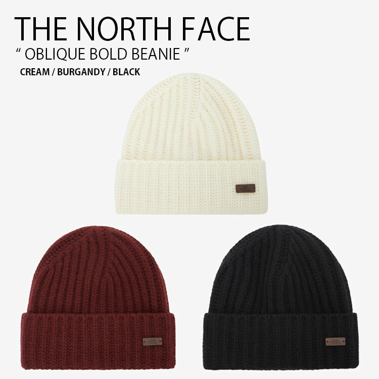 THE NORTH FACE ノースフェイス ニット帽 OBLIQUE BOLD BEANIE オブリーク ボールド ビーニー 帽子 ニットキャップ ロゴ カジュアル ストリート アイボリー バーガンディ ブラック メンズ レディース 男性用 女性用 男女共用 NE3BR83A/B/C【中古】未使用品